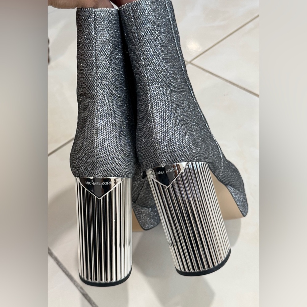 Michael Kors Shimmering Silver Heeled Boots - Picture 3 of 7